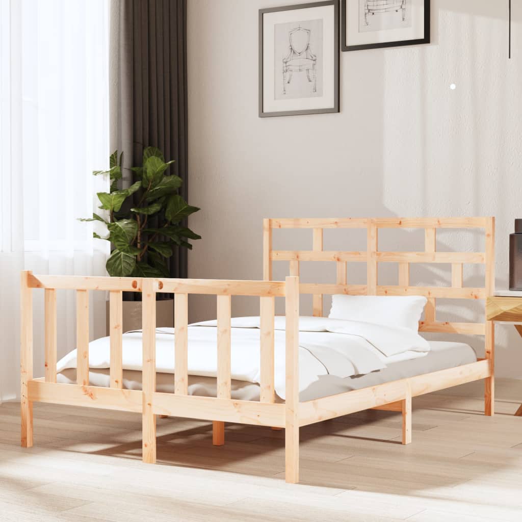Bed Frame without Mattress Solid Wood Pine Double