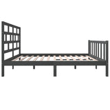 Bed Frame without Mattress Grey Solid Wood Pine King Size