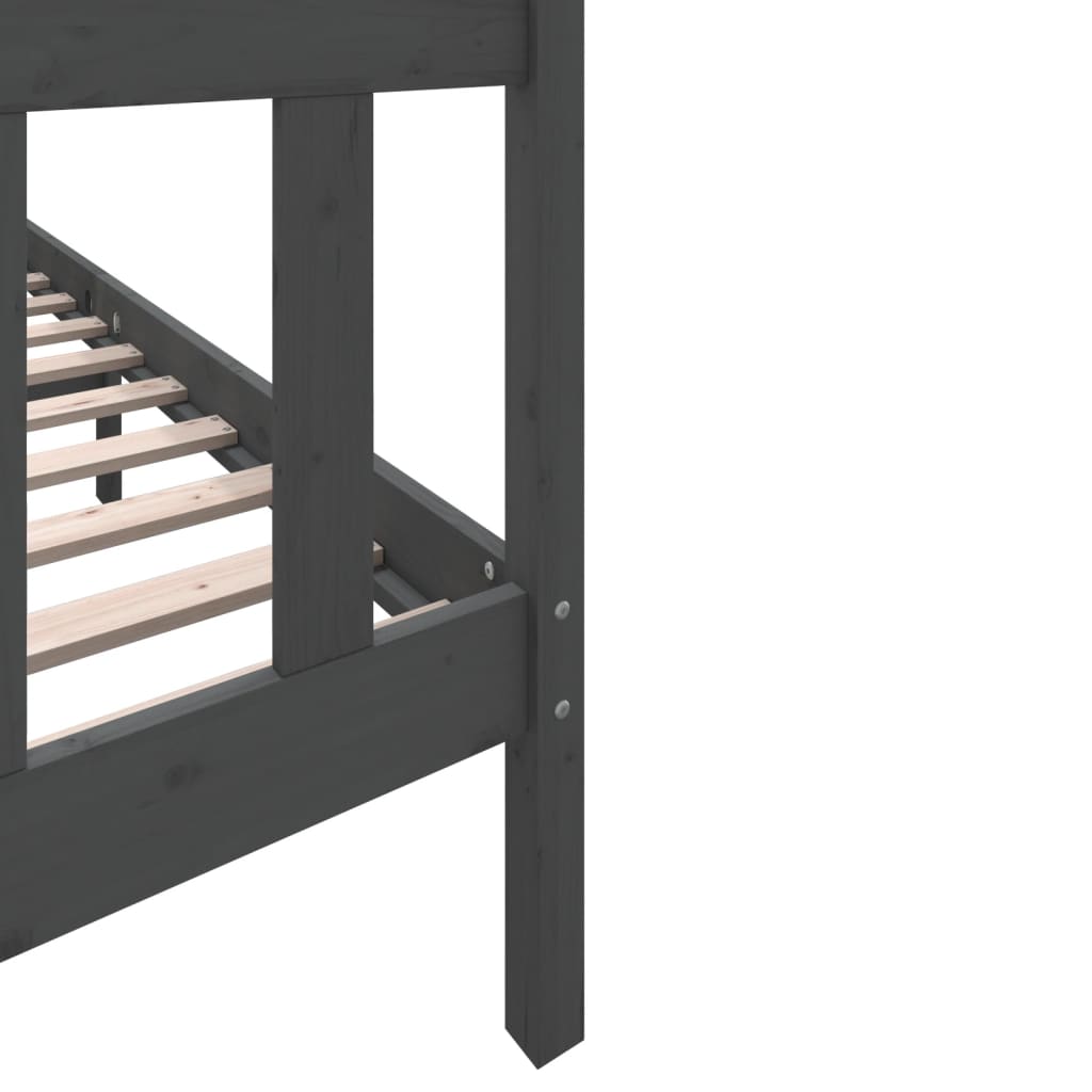 Bed Frame without Mattress Grey Solid Wood Pine King Size