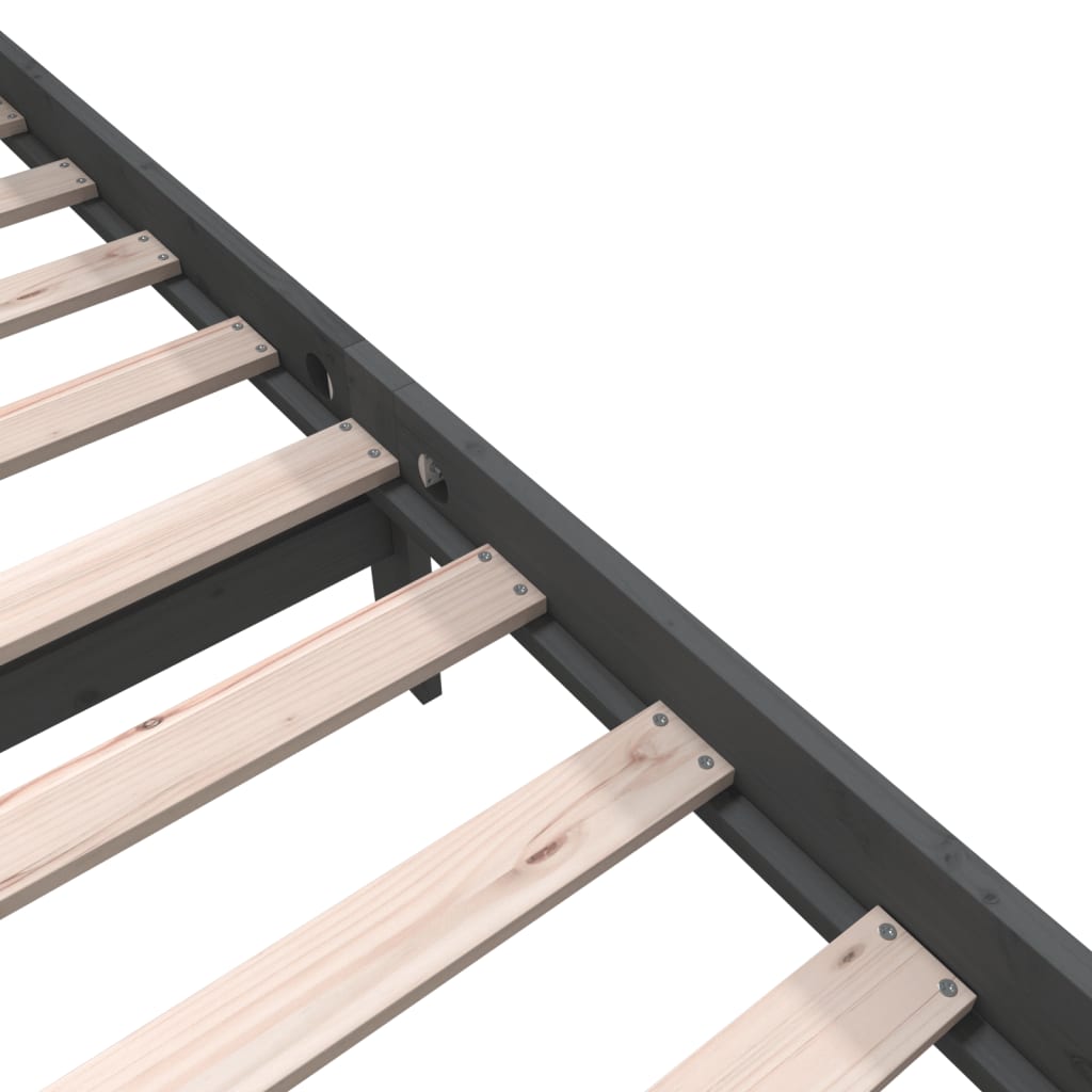 Bed Frame without Mattress Grey Solid Wood Pine King Size