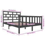 Bed Frame without Mattress Grey Solid Wood Pine King Size