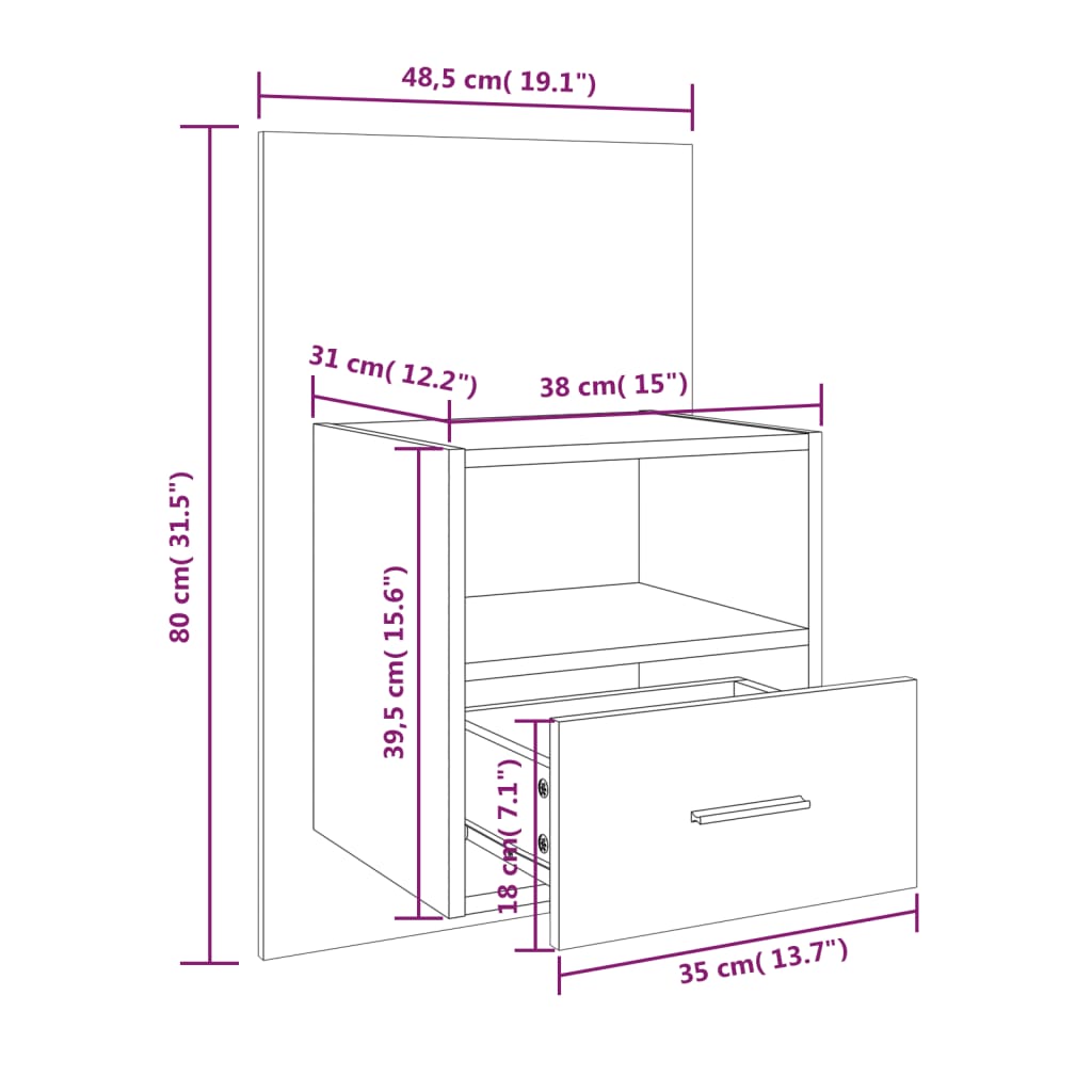 Wall-Mounted Bedside Cabinet