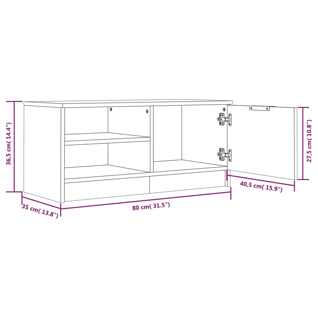 Tv Cabinet 80X35X36.5 Cm Engineered Wood