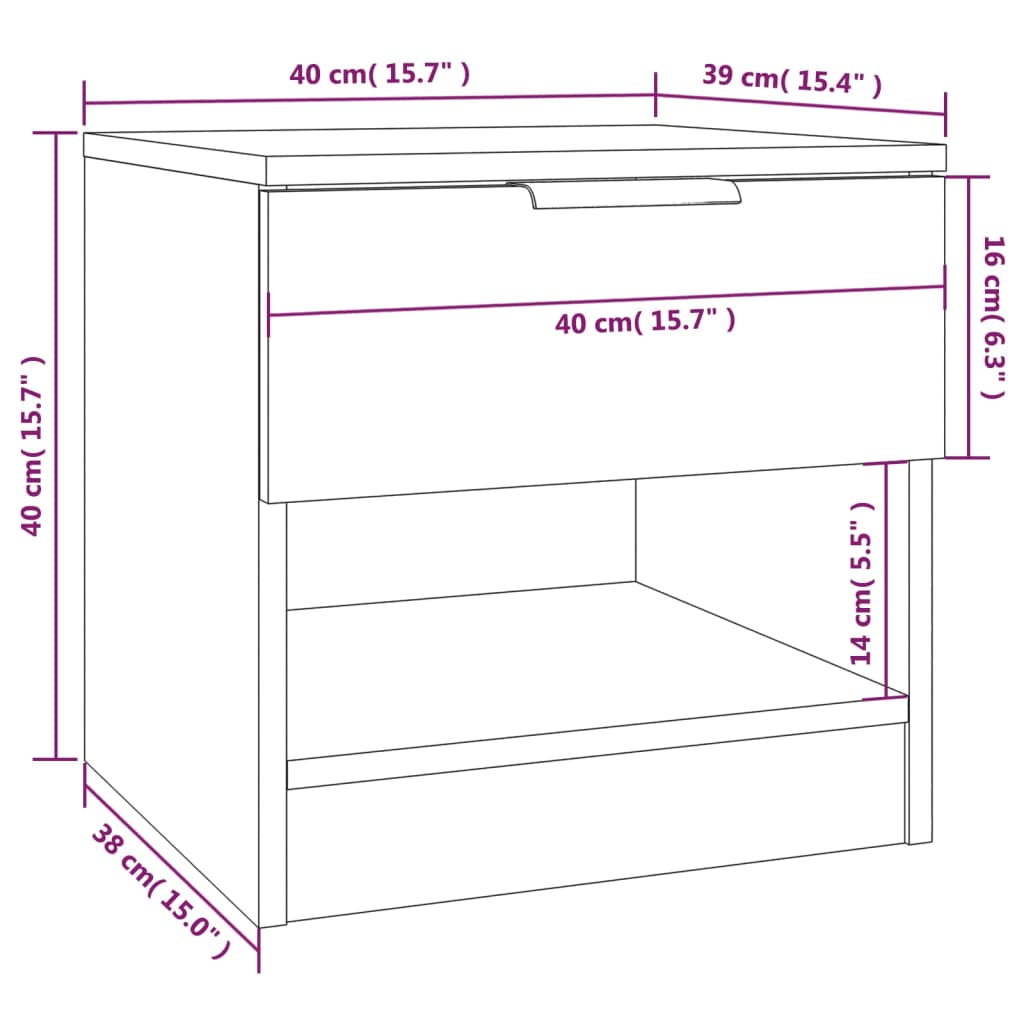 Bedside Cabinet Engineered Wood