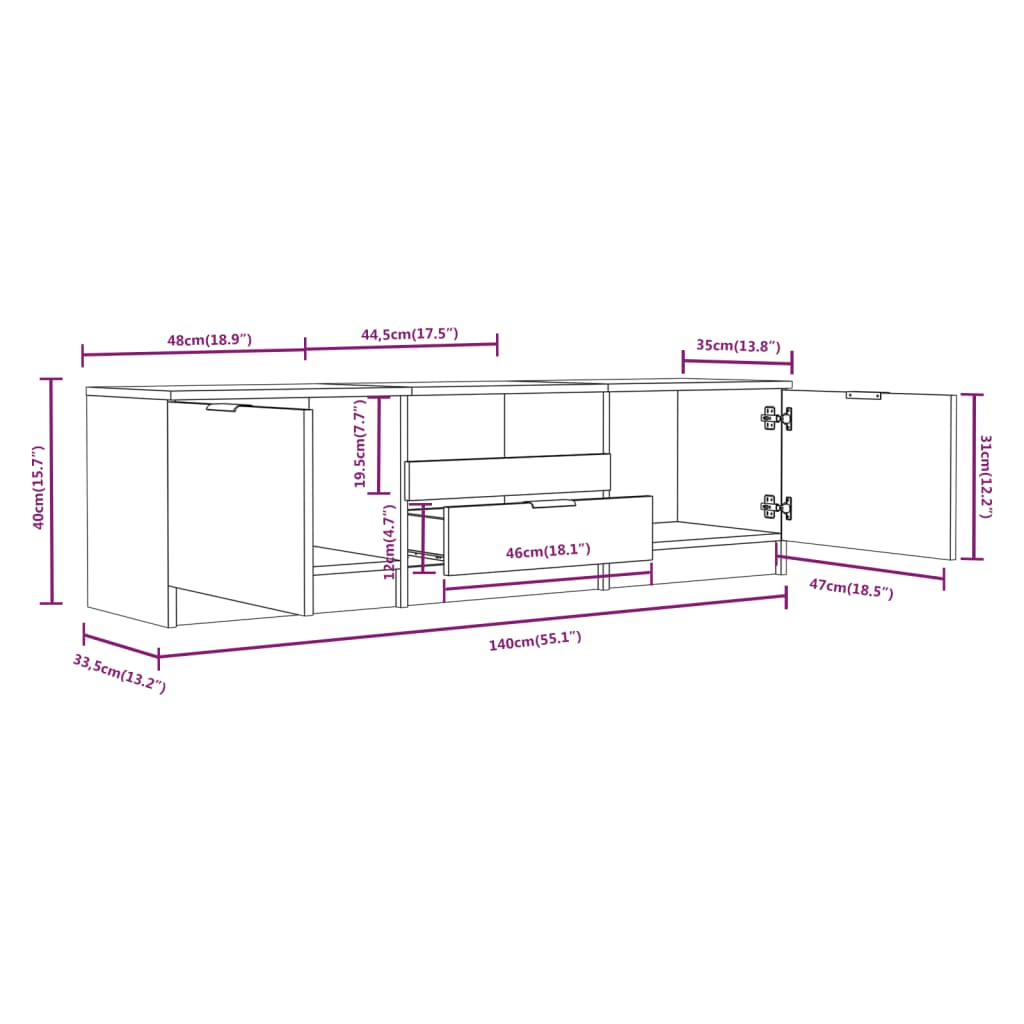 Tv Cabinet 140X35X40 Cm Engineered Wood