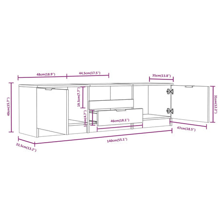 Tv Cabinet 140X35X40 Cm Engineered Wood