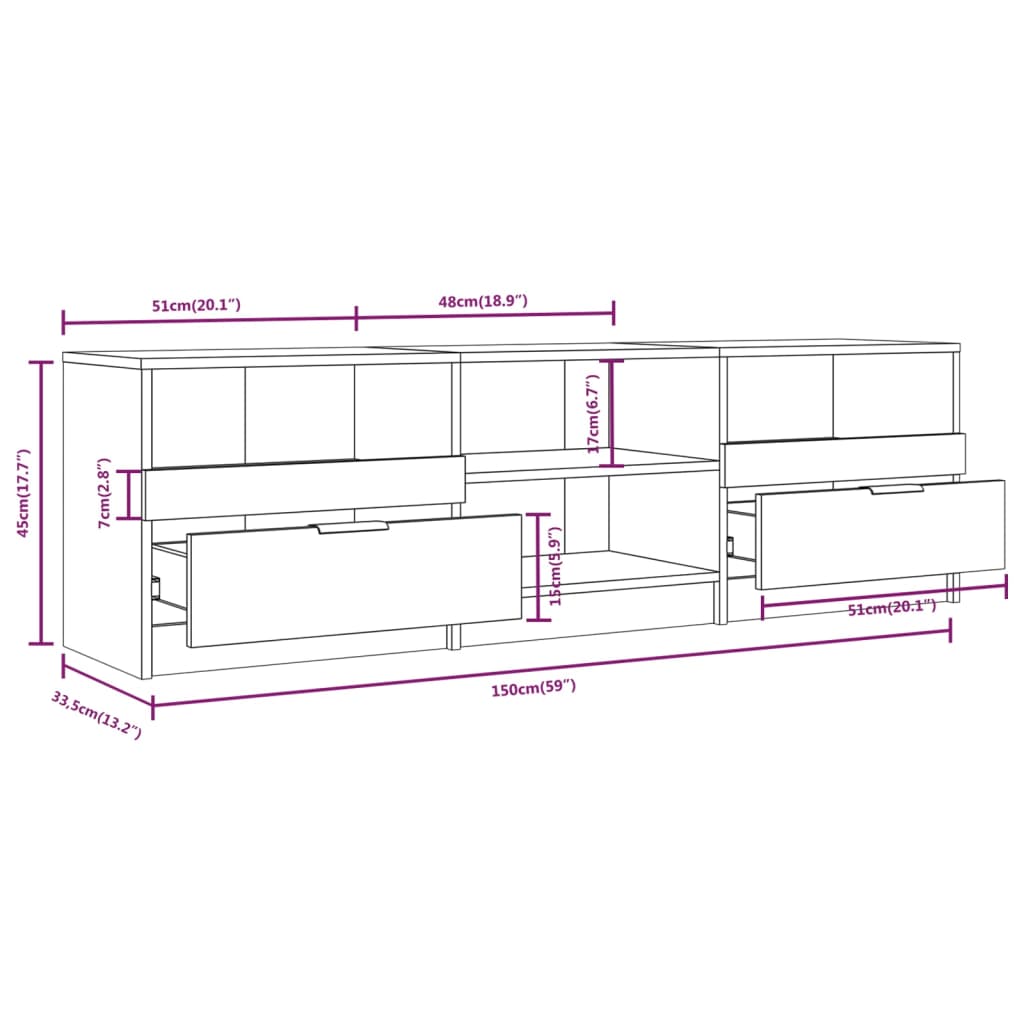 Tv Cabinet 150X33.5X45 Cm Engineered Wood