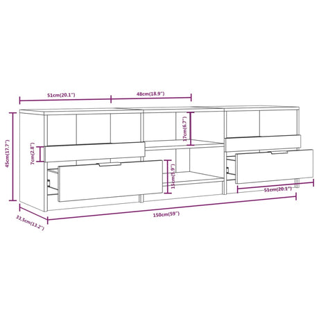 Tv Cabinet 150X33.5X45 Cm Engineered Wood