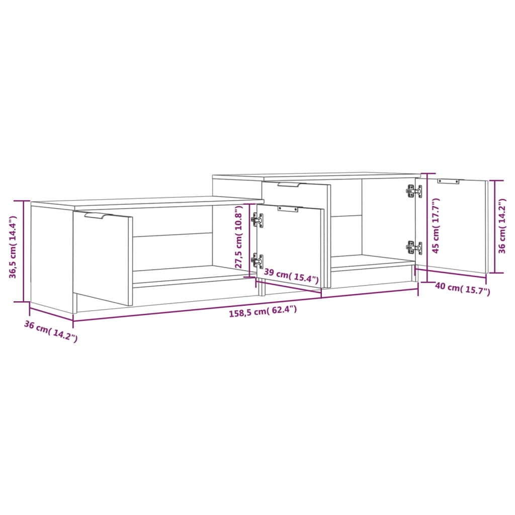 Tv Cabinet 158.5X36X45 Cm Engineered Wood