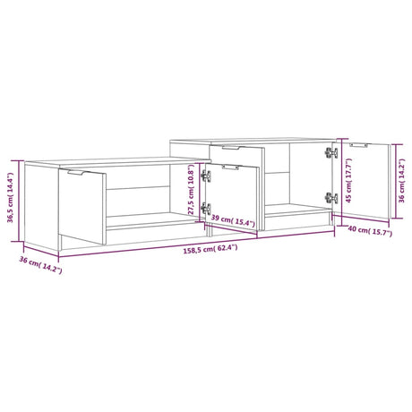 Tv Cabinet 158.5X36X45 Cm Engineered Wood
