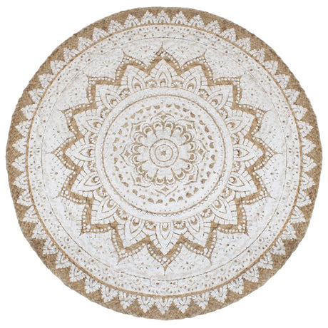 Area Rug Braided Jute Printed Round