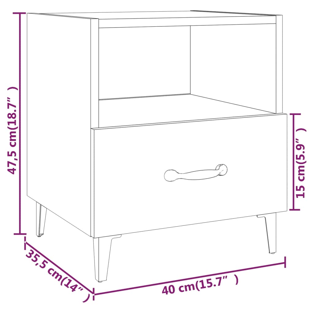 Bedside Cabinet Engineered Wood