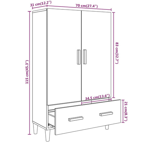 Highboard 70X31X115 Cm Engineered Wood