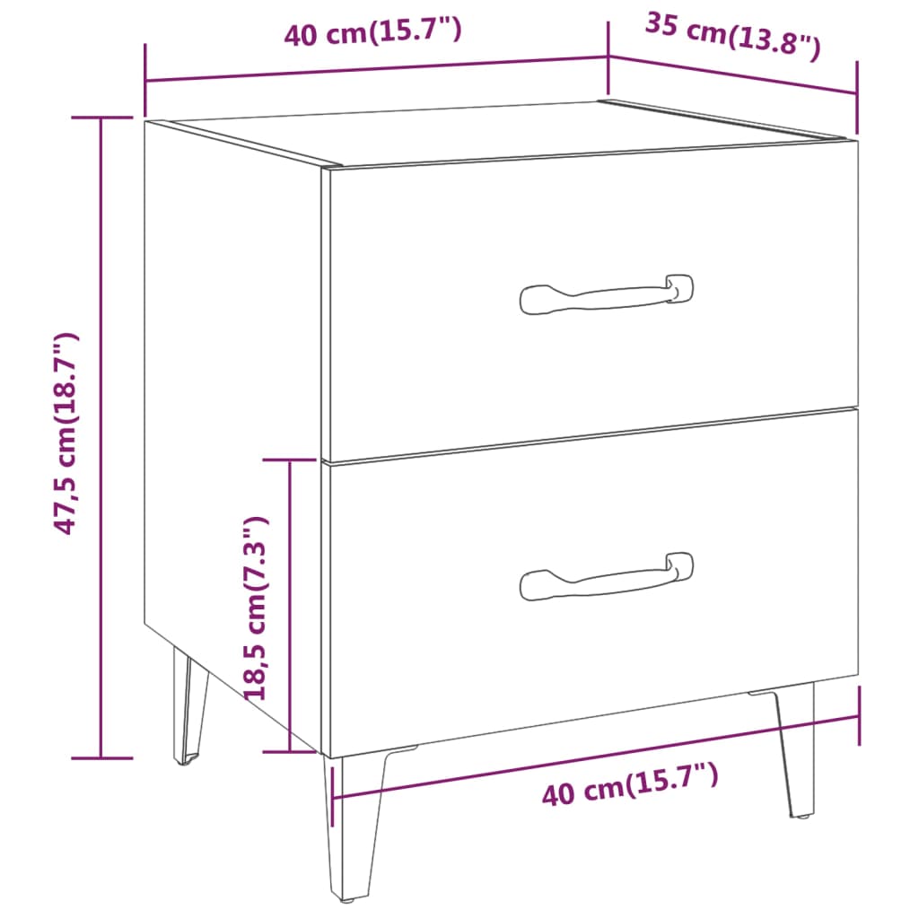 Bedside Cabinets 2 Pcs 40X35X47.5 Cm