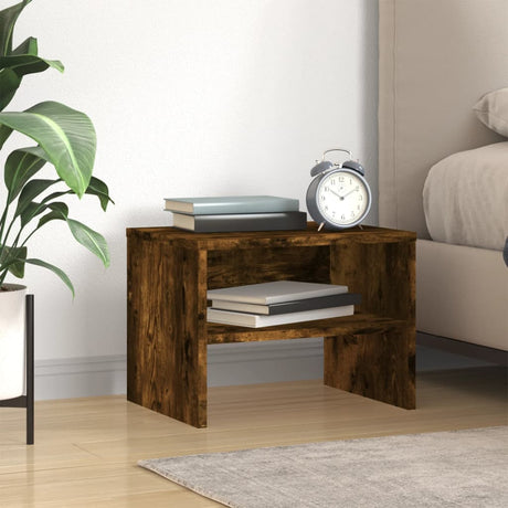 Bedside Cabinet White And Sonoma Oak 40X30X30 Cm Engineered Wood