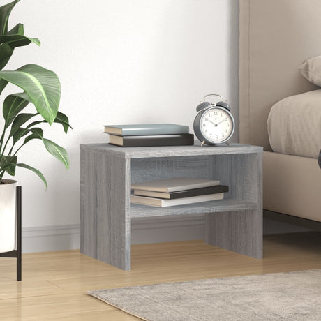 Bedside Cabinet White And Sonoma Oak 40X30X30 Cm Engineered Wood
