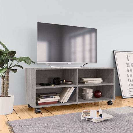 Tv Cabinet With Castors 90X35X35 Cm Engineered Wood