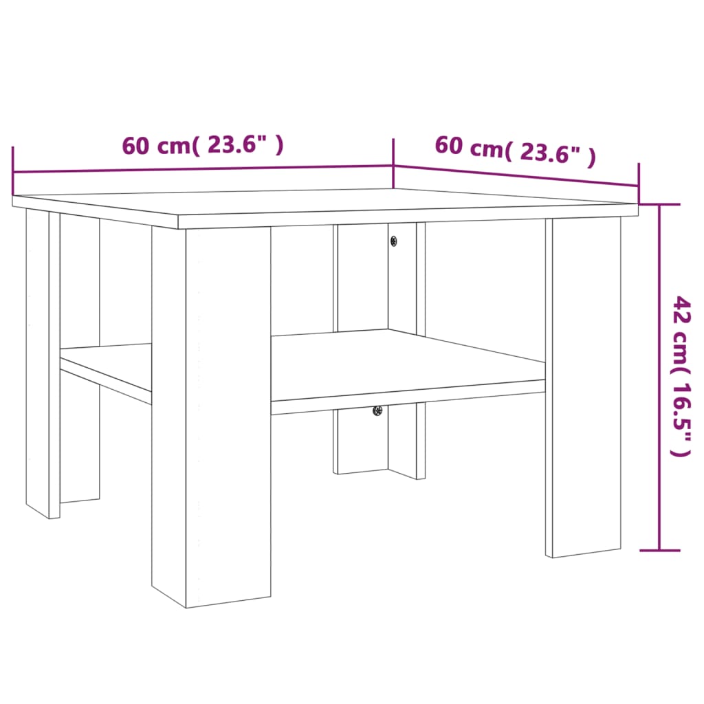 Coffee Table 60X60X42 Cm Engineered Wood