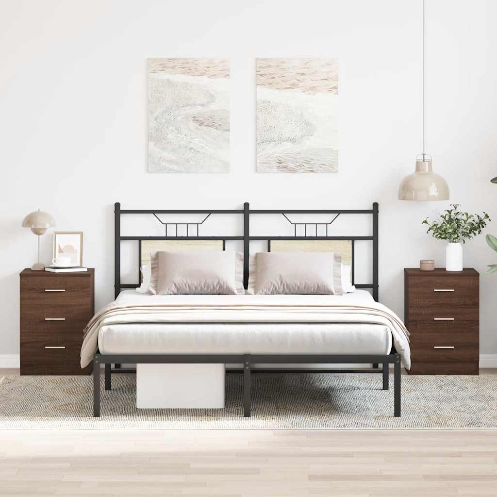 Bedside Cabinets 2 pcs Brown Oak 38x35x56 cm Engineered Wood