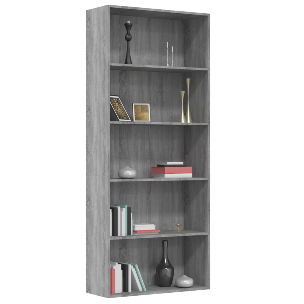 5-Tier Book Cabinet 80X30X Engineered Wood