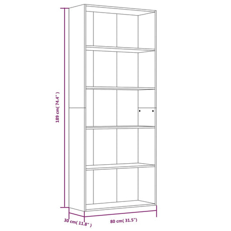 5-Tier Book Cabinet 80X30X Engineered Wood