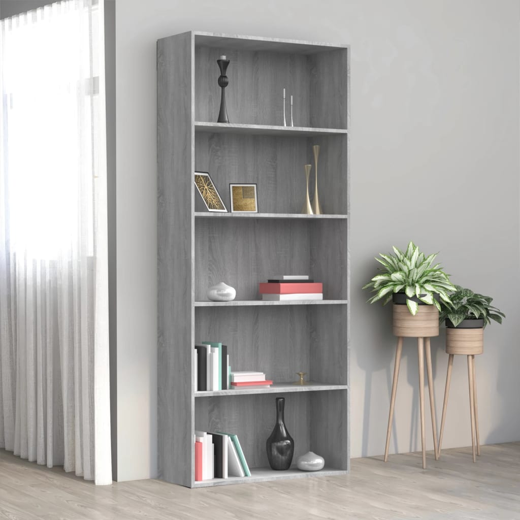 5-Tier Book Cabinet 80X30X Engineered Wood