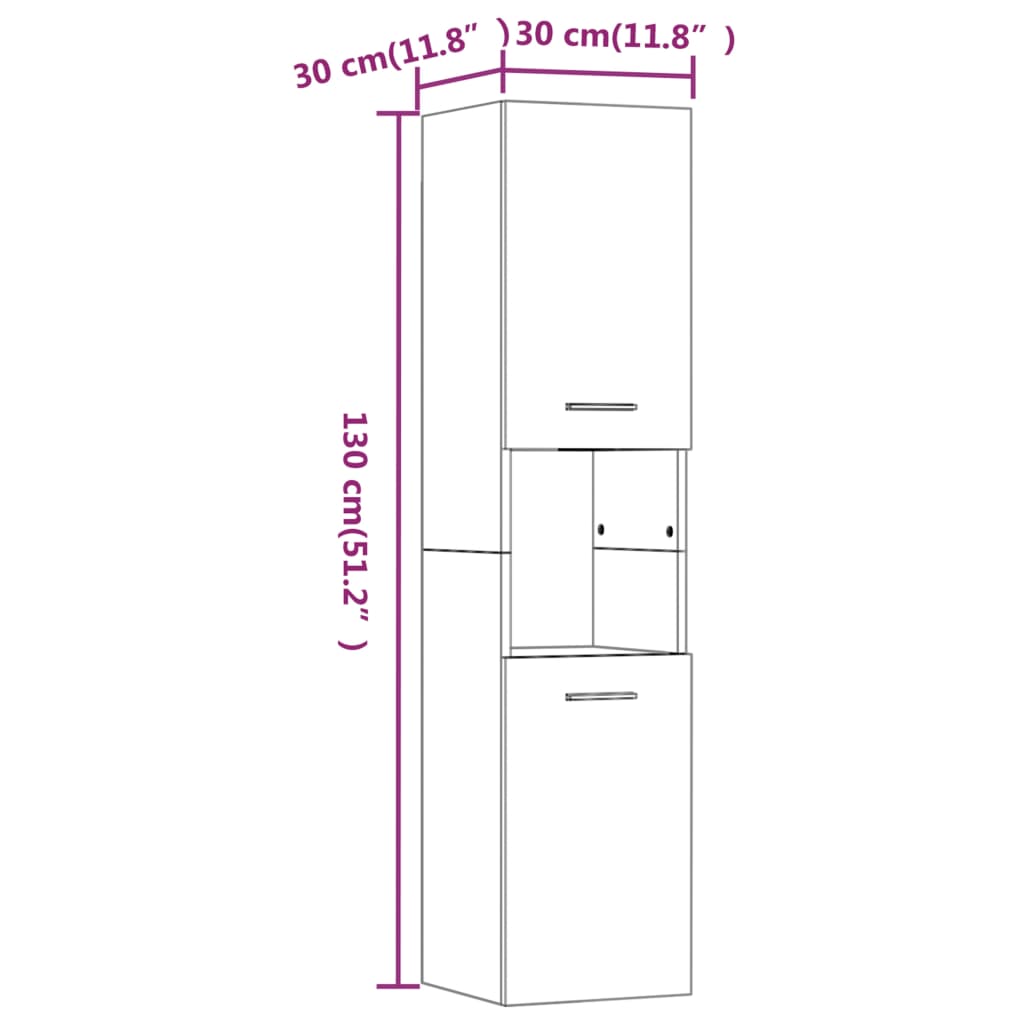 Bathroom Cabinet 30X30X130 Cm Engineered Wood