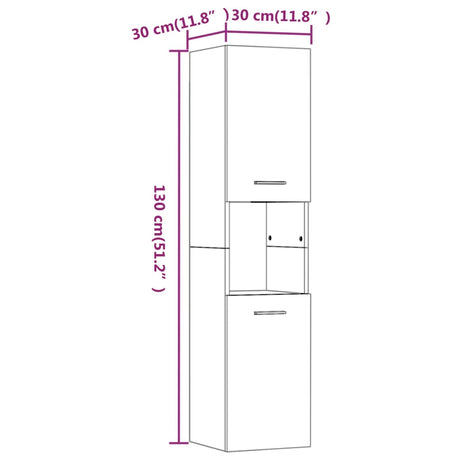 Bathroom Cabinet 30X30X130 Cm Engineered Wood
