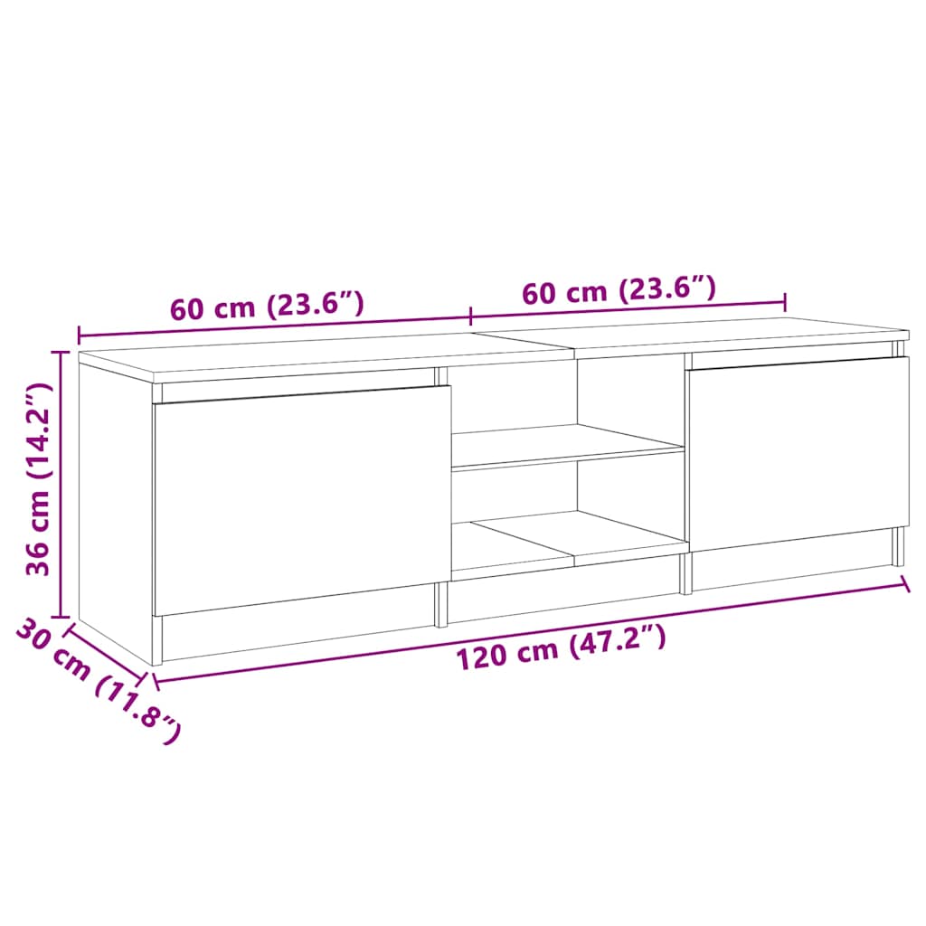 Tv Cabinet With Led Lights 120X30X35.5 Cm