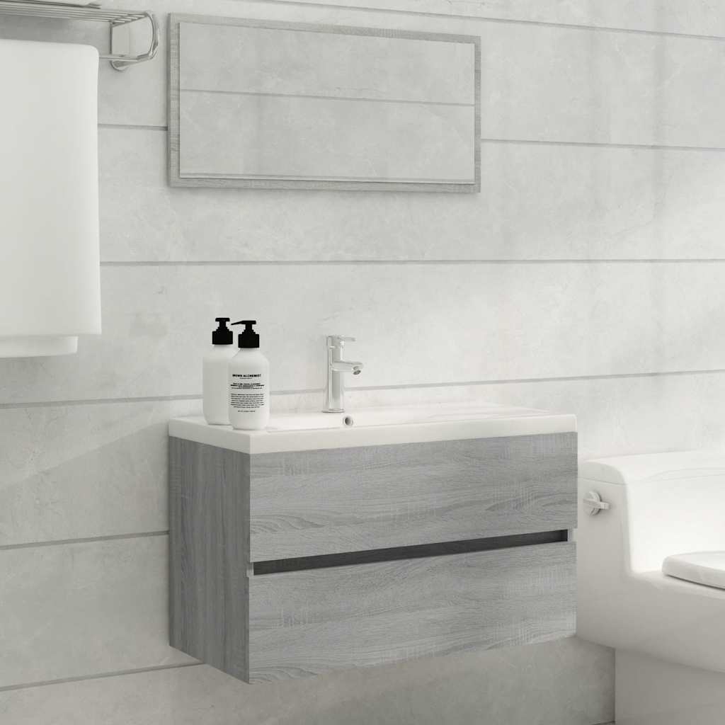 2 Piece Bathroom Furniture Set Engineered Wood