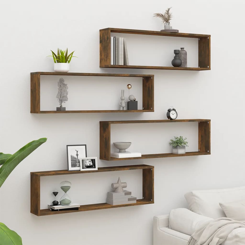 Wall Cube Shelves 4 Pcs 100X15X30 Cm Engineered Wood