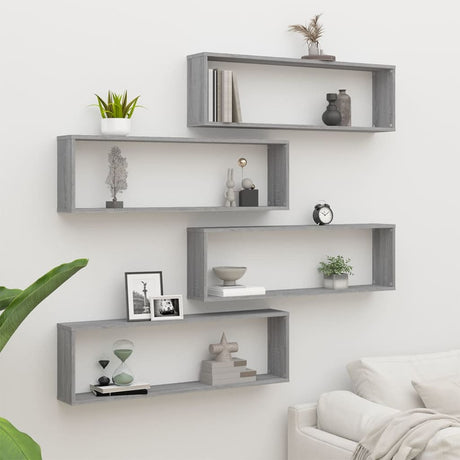 Wall Cube Shelves 4 Pcs 100X15X30 Cm Engineered Wood