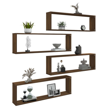 Wall Cube Shelves 4 Pcs 100X15X30 Cm Engineered Wood