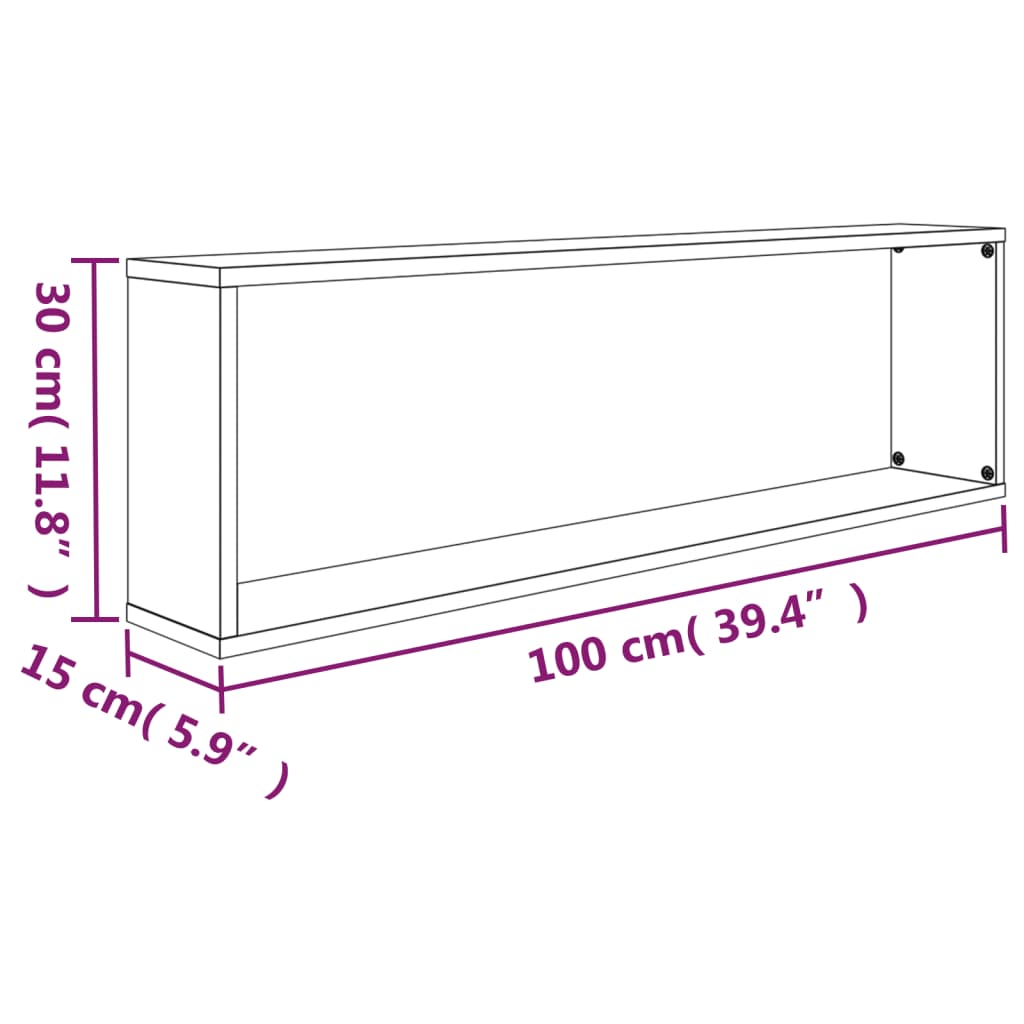 Wall Cube Shelves 4 Pcs 100X15X30 Cm Engineered Wood
