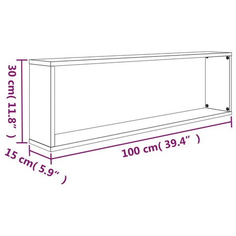 Wall Cube Shelves 4 Pcs 100X15X30 Cm Engineered Wood