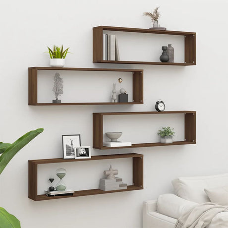 Wall Cube Shelves 4 Pcs 100X15X30 Cm Engineered Wood