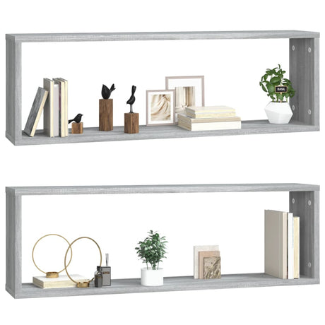 Wall Cube Shelves 2 Pcs 80X15X26.5 Cm Engineered Wood