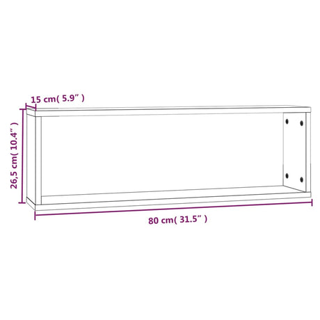 Wall Cube Shelves 2 Pcs 80X15X26.5 Cm Engineered Wood