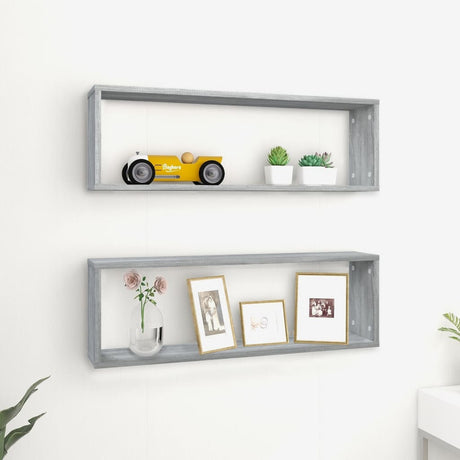 Wall Cube Shelves 2 Pcs 80X15X26.5 Cm Engineered Wood
