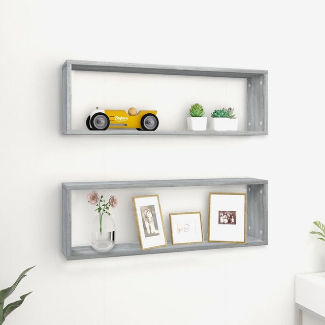 Wall Cube Shelves 2 Pcs 80X15X26.5 Cm Engineered Wood
