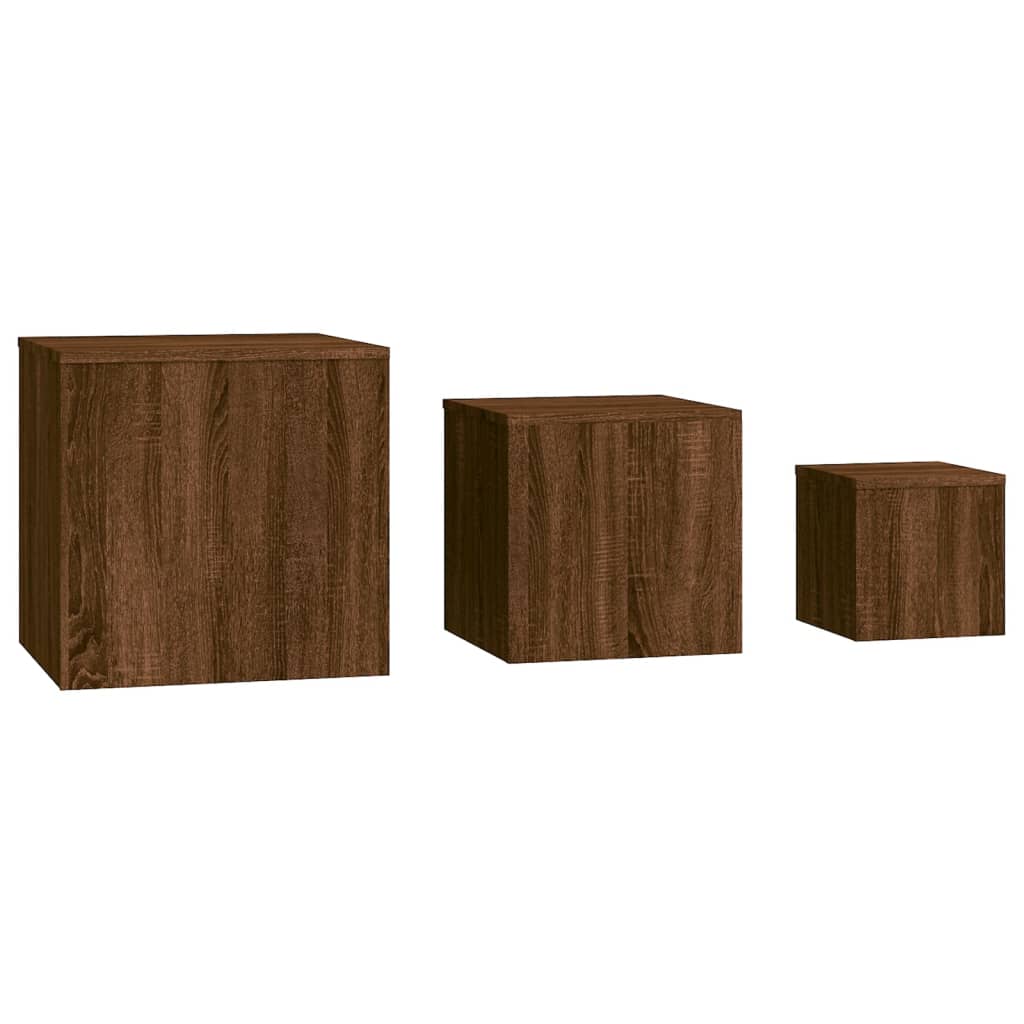 Side Tables 3 pcs Brown Oak Engineered Wood