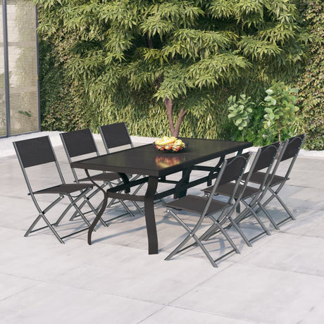 7 Piece Garden Dining Set Grey And Black