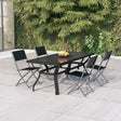 7 Piece Garden Dining Set Grey And Black