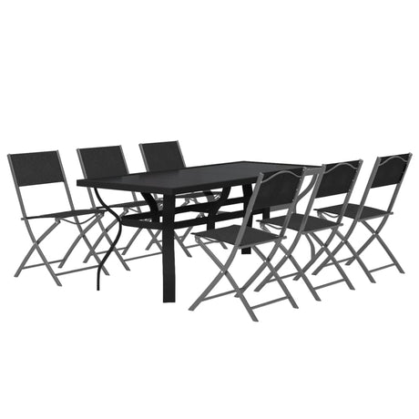 7 Piece Garden Dining Set Grey And Black