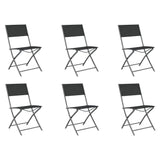 7 Piece Garden Dining Set Grey And Black