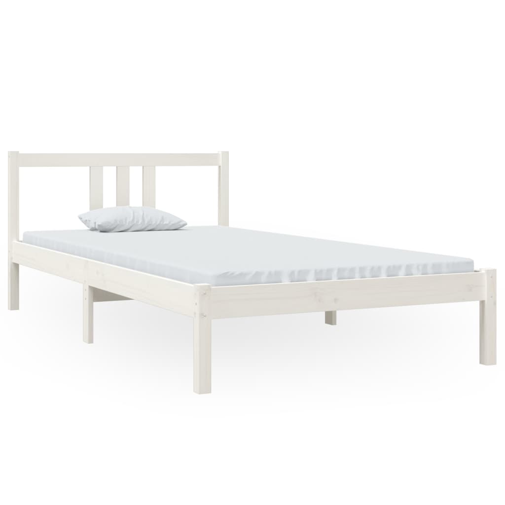 Bed Frame without Mattress White Solid Wood 100x200 cm