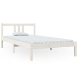 Bed Frame without Mattress White Solid Wood 100x200 cm