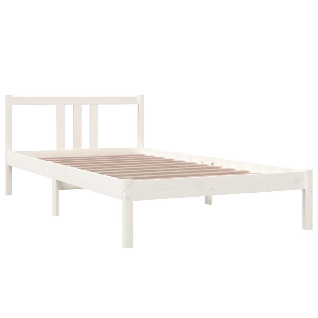 Bed Frame without Mattress White Solid Wood 100x200 cm