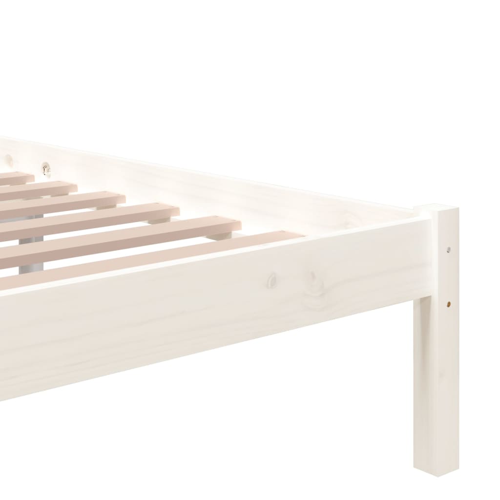 Bed Frame without Mattress White Solid Wood 100x200 cm