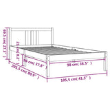 Bed Frame without Mattress White Solid Wood 100x200 cm